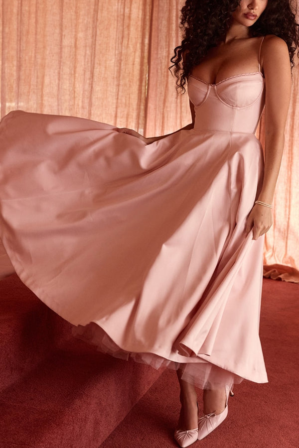 Lorraine Premium Strapless V Neck Sleeveless Tutu Maxi Dress Boutique Edit
