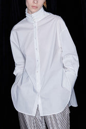 Cotton Mandarin Collar Long Sleeve Top