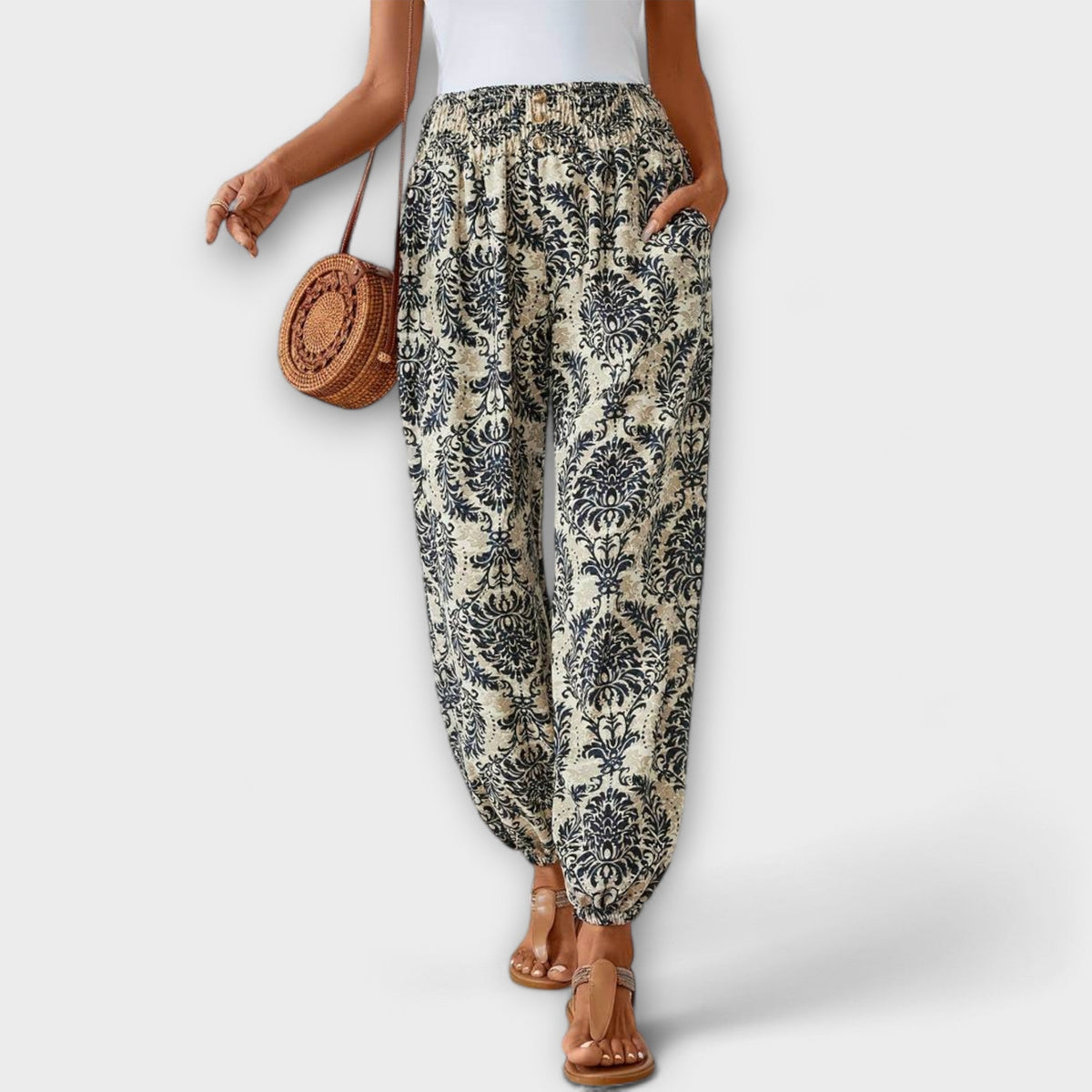 High Waist Boho Print Harem Pants