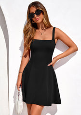 Square Neck Sleeveless Fit and Flare Mini Dress 29