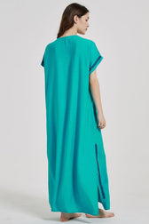 Embroidered V-Neck Short Sleeve Kaftan Maxi Dress 3