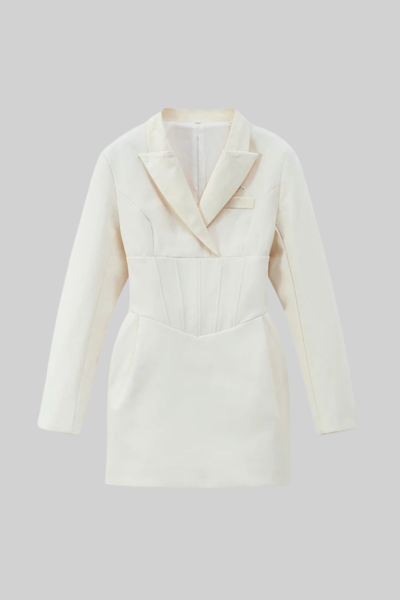 Structured Mini Blazer Dress With Corset Waist – Ivoire