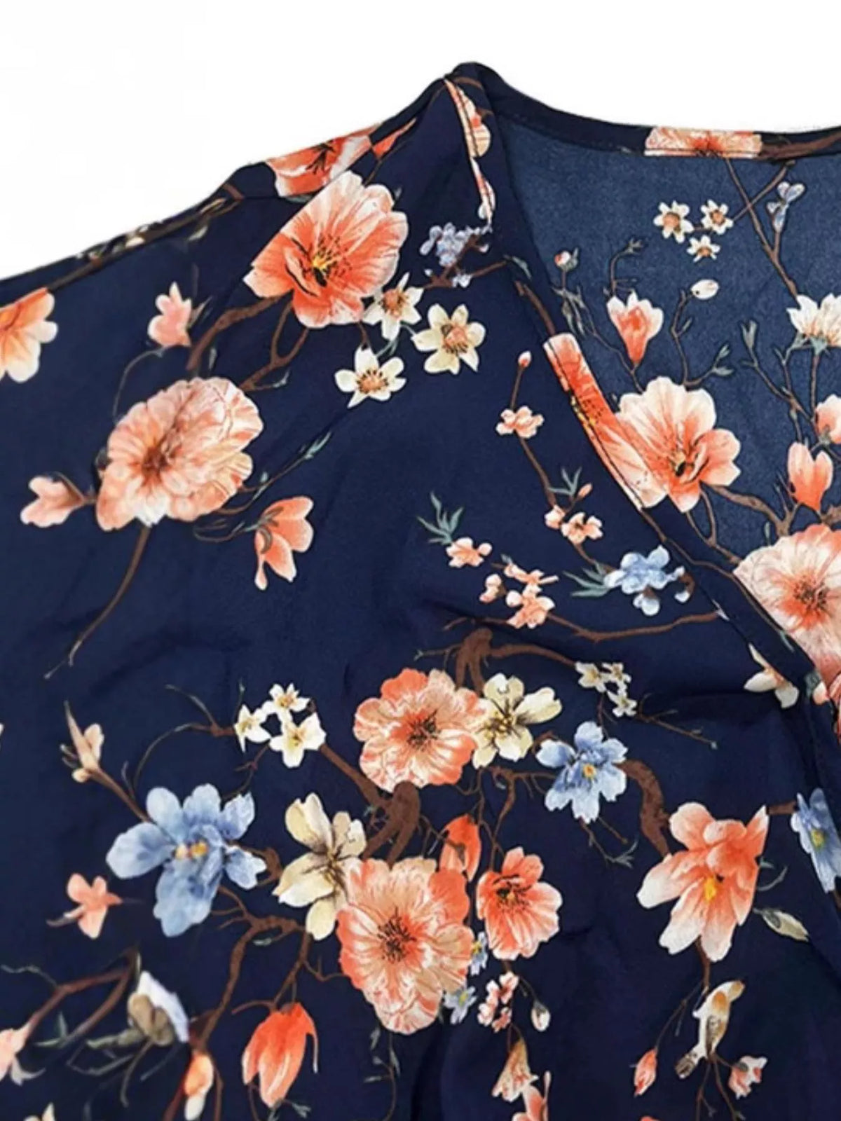 Floral Print V-Neck Ruffle Half Sleeve Tiered Babydoll Mini Dress 3