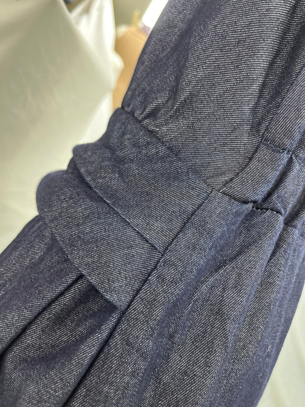 Denim Halter Neck Sleeveless Twist Waist Maxi Dress 11