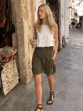 High Waist Utility Wide Leg Loose Fit Shorts