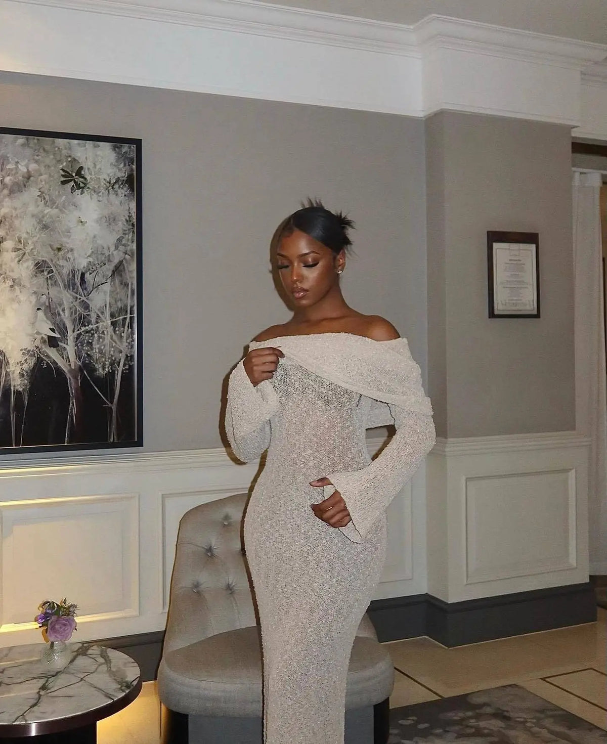ALLURE BOUCLE MAXI DRESS