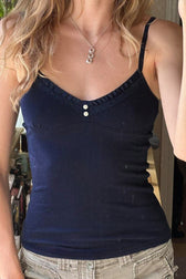 Ribbed Button Cami Top