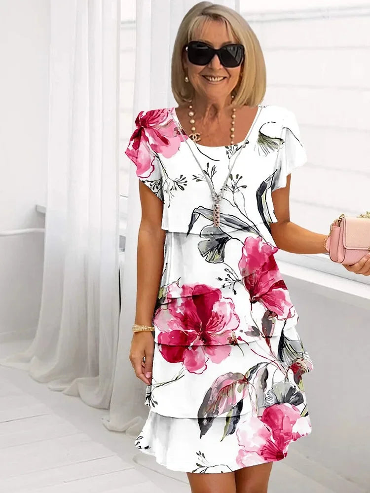 Floral Tiered Short Sleeve Mini Dress 2