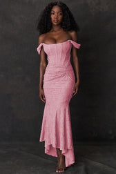 Print Cami Bandeau Backless Mermaid Lace Dress