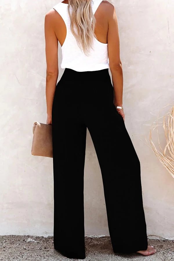 Smocked High Waist Wide Leg Pants