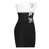 Strapless Rhinestone Bow Bodycon Mini Dress 6