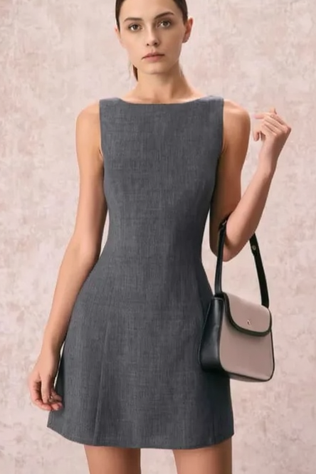Sleeveless Cinched A Line Work Dress
