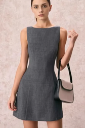 Sleeveless Cinched A Line Work Dress