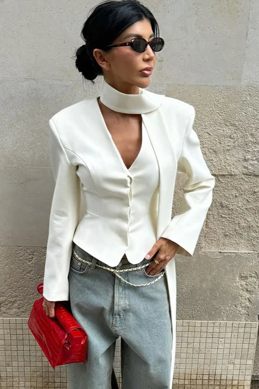 Elegant V-Neck Office Blazer