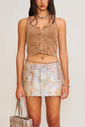 Preppy Style Stretch Denim Skirt
