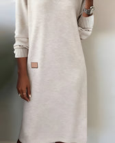 V-Neck Long Sleeve Ribbed Cuff Sweatshirt Mini Dress 3