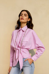 Back Stripe Button Detail Blouse