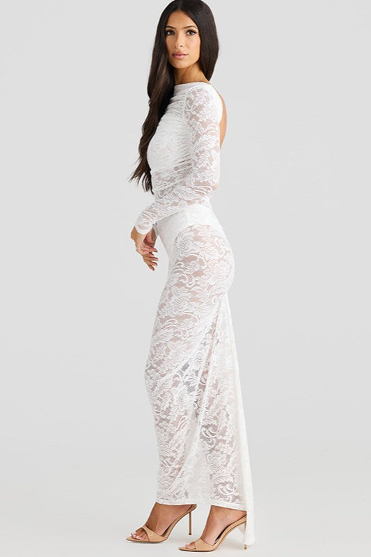 Lace Backless Long Sleeve Lace Dress 2