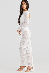 Lace Backless Long Sleeve Lace Dress 2