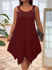 Sleeveless Handkerchief Hem A-Line Midi Dress 9