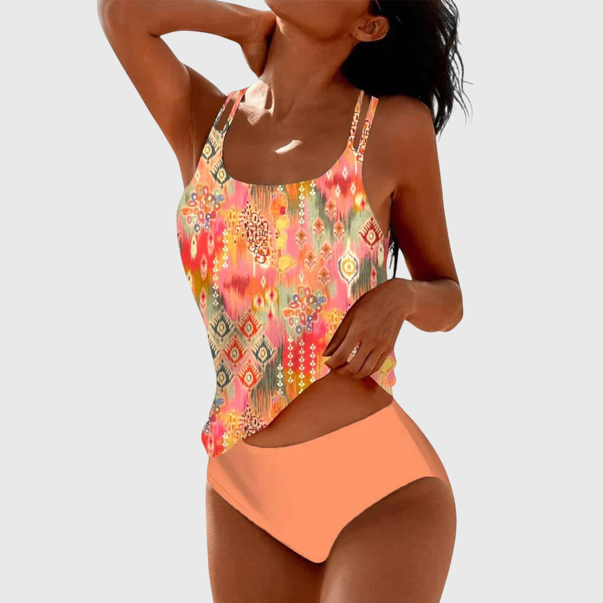 Mandala Print Strappy Back One Piece Swimsuit