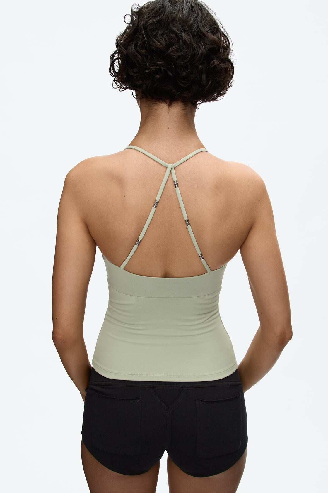 Silver-Tone Strap Slim Fit Cami Top