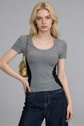 Color Block Fitted Crewneck T-Shirt
