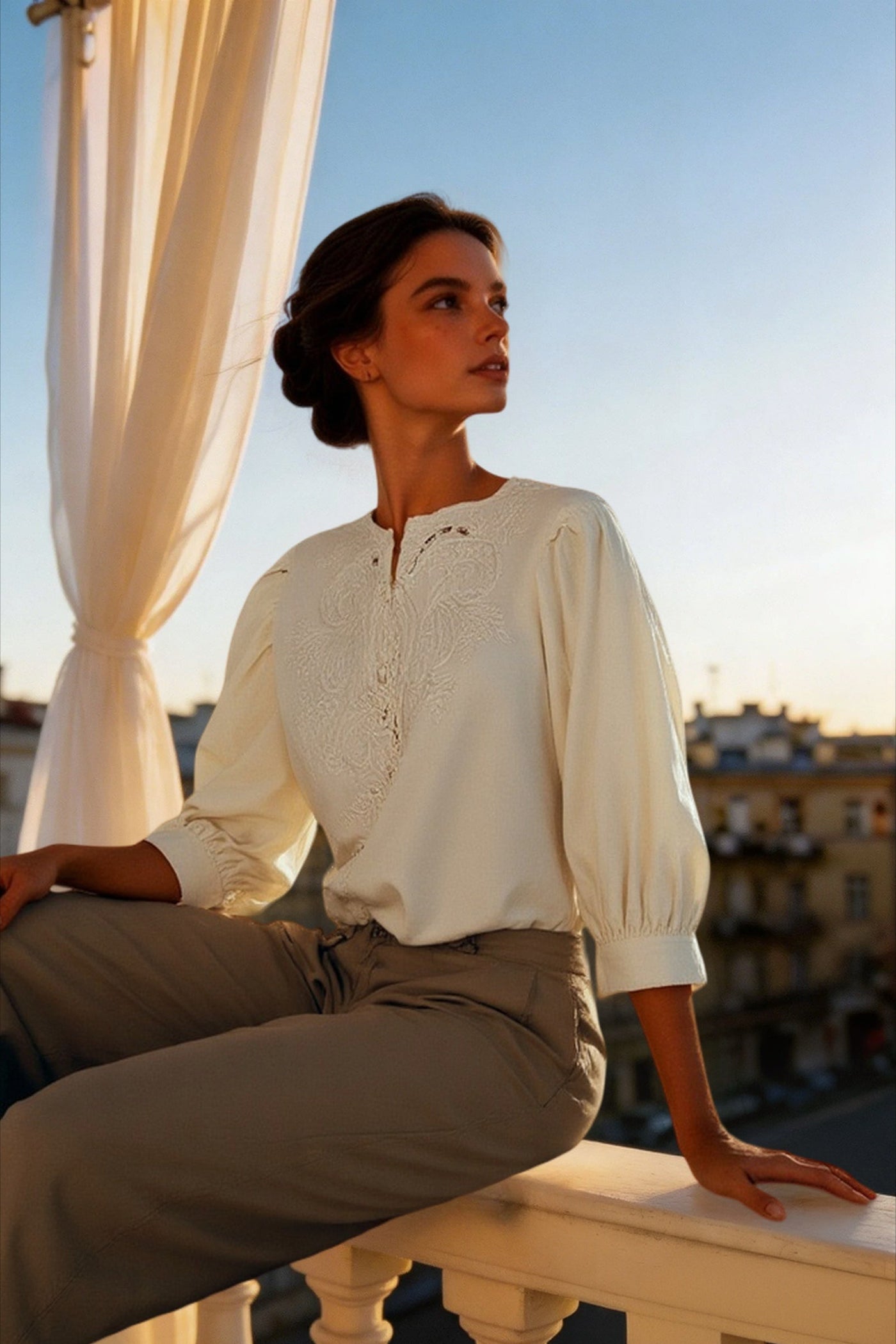 Unique Embroidered Sheer Blouse