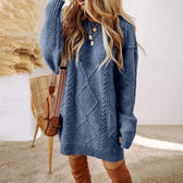 Long Sleeve Cable Knit Sweater Mini Dress 13