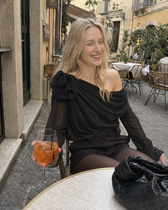 Chiffon Semi-sheer One Shoulder Asymmetrical Blouse