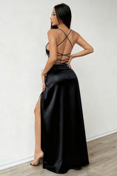 Elegant Strapless Slip Maxi Silk Dress - View 10