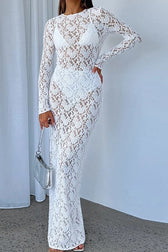 See-through Lace Maxi Dress - View 4