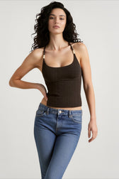 Mozision Knit Crop Backless Lace-Up Cami Top