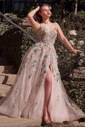 Embellished Spaghetti Strap Ball Gown Prom Dress