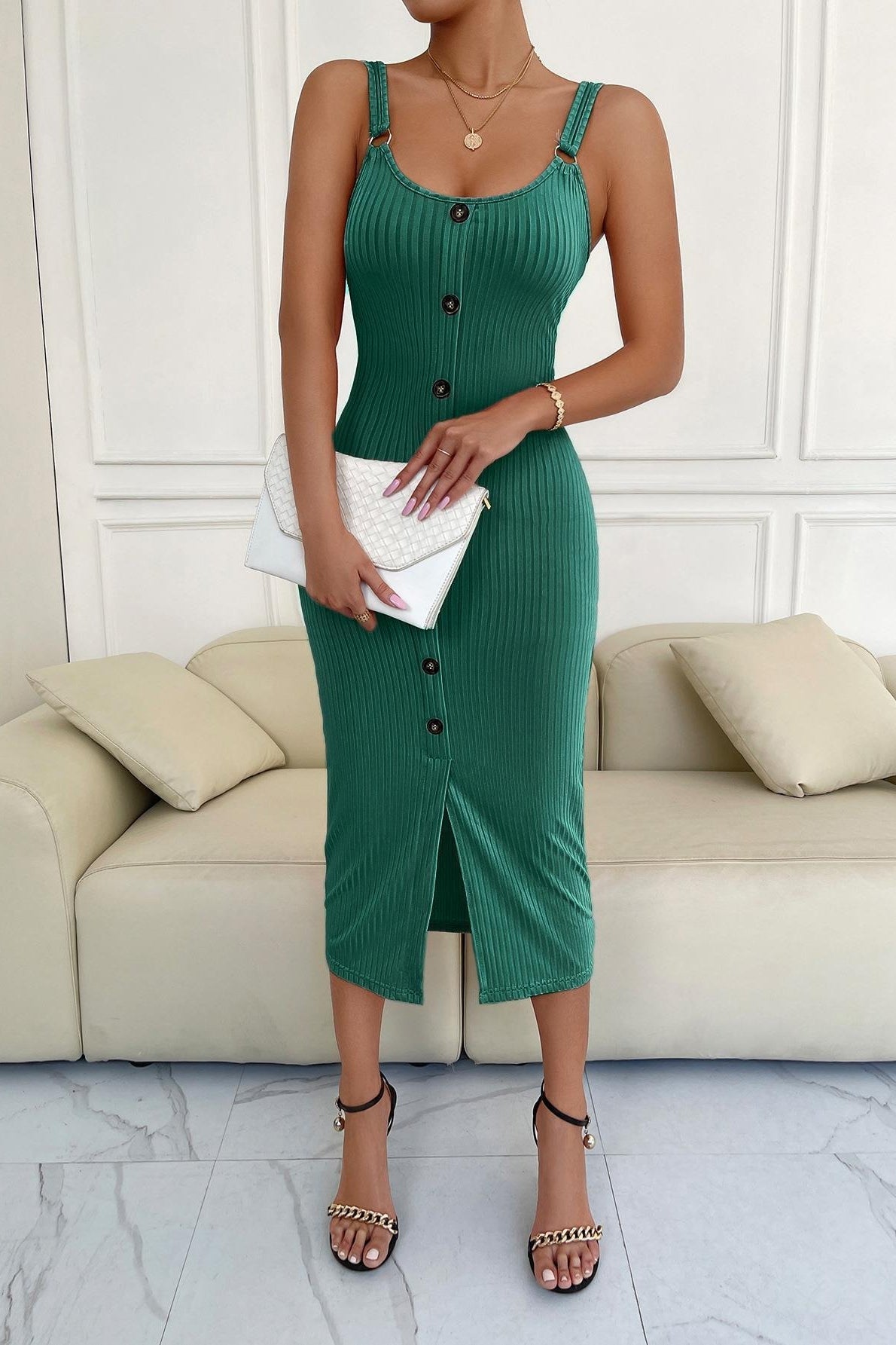 Spaghetti Strap Knit Sweater Dress