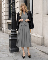 Elegant Spliced Tunic Skirt Two Piece Set