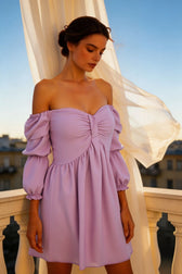 Summer Women Slash Neck Mini Dress