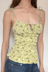 Floral Cutout Tie Cami Top