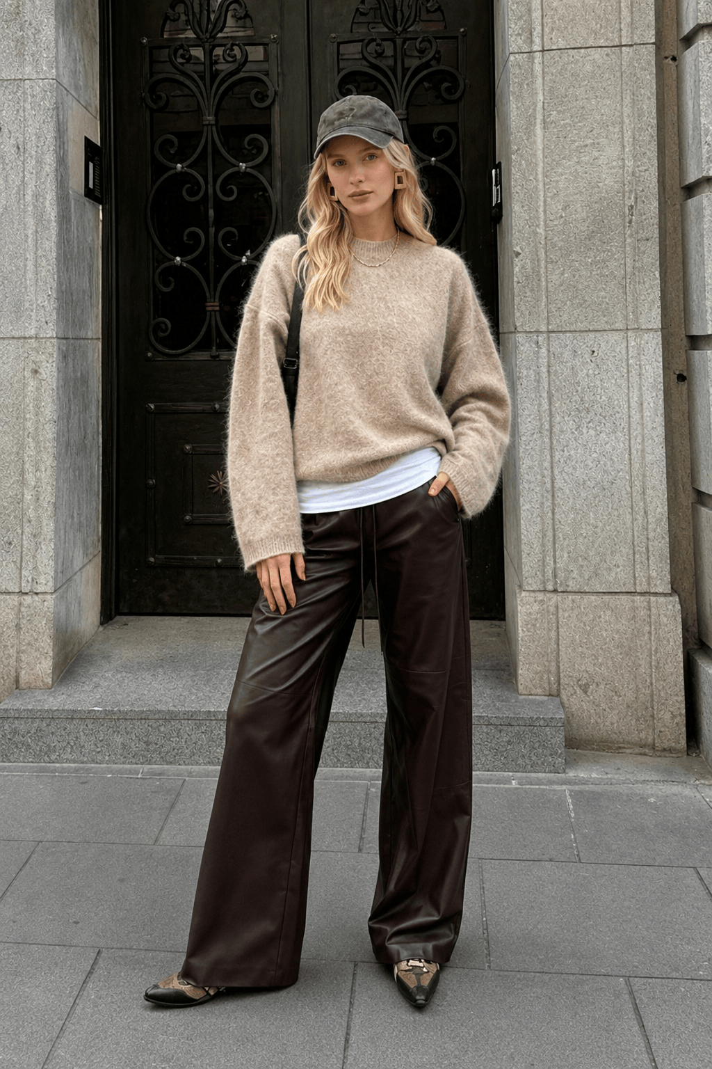 Elegant Solid Mohair Soft Knitted Pullover Women Casual O-neck Long Sleeve Loose Sweater