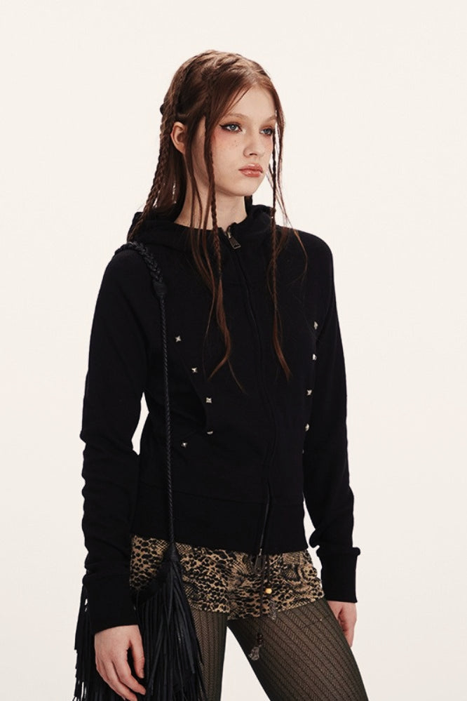 Fitted Cropped Double Zip Hoodie