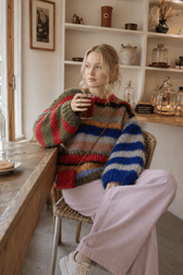 Fashion Contrasting O Neck Hollow Out Knitted Pullover Women Long Sleeve Loose Sweater