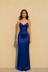 Backless Lace-Up Silk Dress