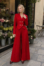 Tailored Pleated Two Piece Blazer Pants Set