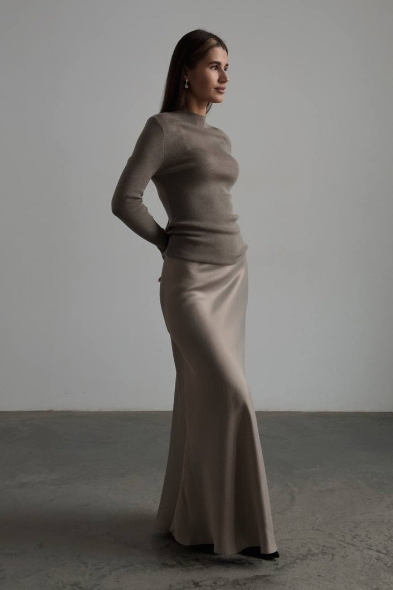 Satin High Waist Mermaid Maxi Skirt