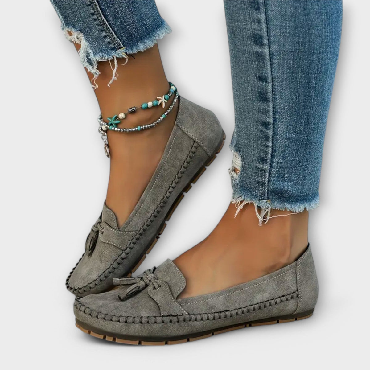 Suede Look Tassel Round Toe Slip On Loafers