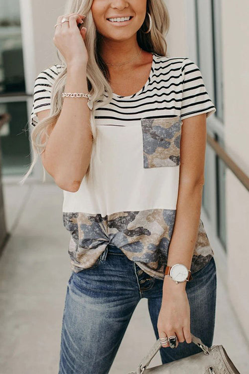 Camo Colorblock Pocket Tee