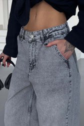 High-Waist Vintage Washed Straight-Leg Denim Jeans