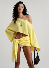 Slanted Strap Cropped Linen Gothic Mini Dress