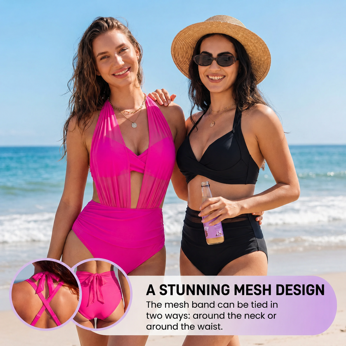 Halter Neck Cut Out Ruched One Piece Swimsuit