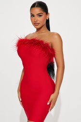 Feather Trim Strapless Party Dress 5